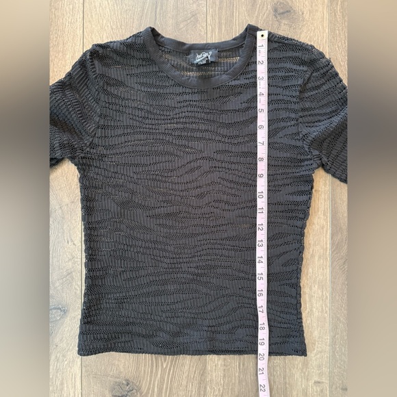Just Polly Sheer Long Sleeve BodyCon Top Black Size Medium - Picture 6 of 6